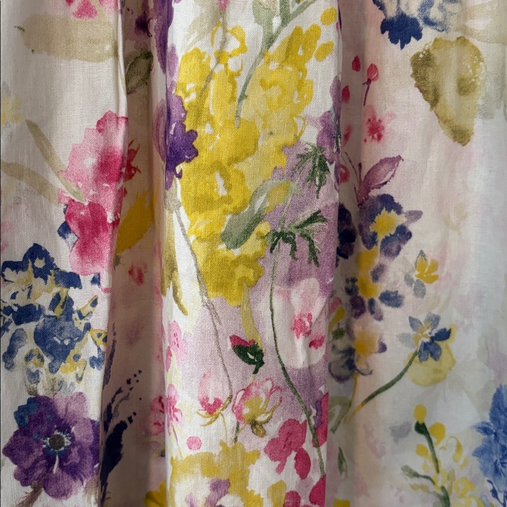 H&M Floral Linen and Cotton Blend Maxi Dress in Cream Size Extra Small - Picture 2 of 5